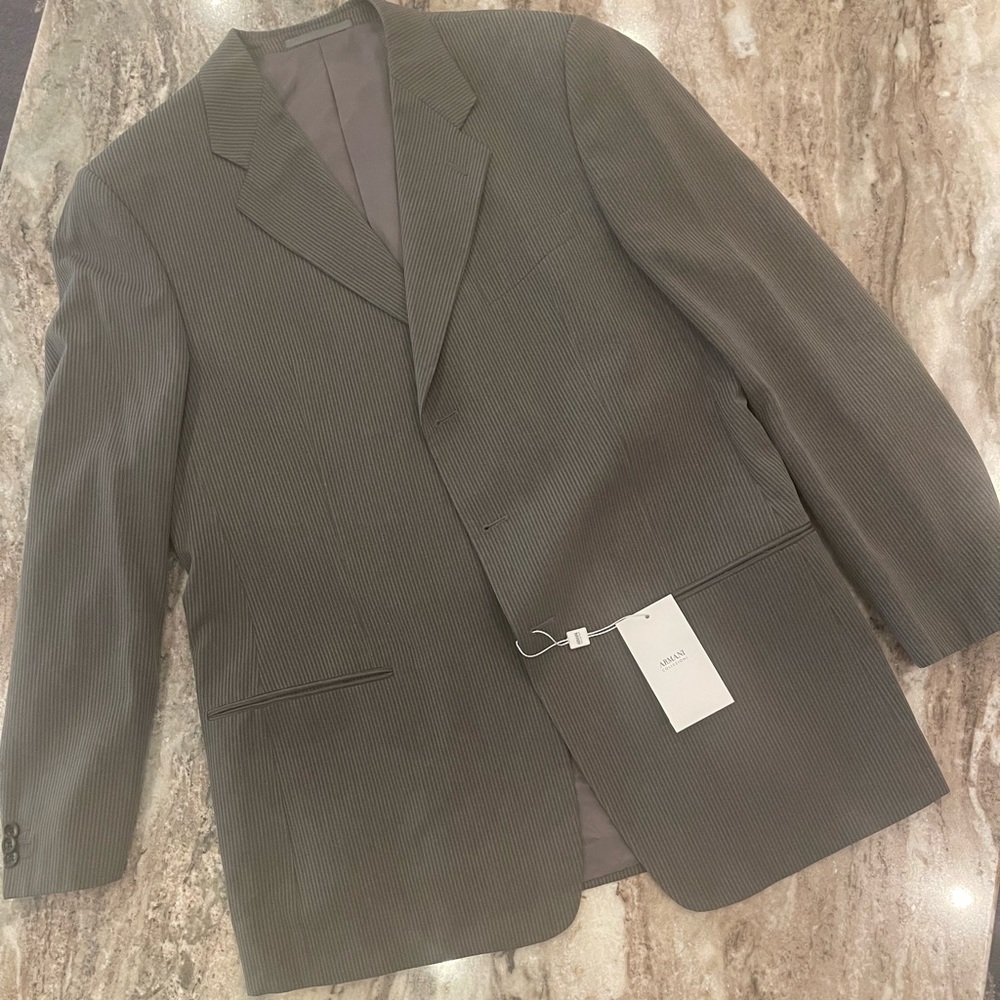 Armani Collezioni Olive Pinstripe Men's Blazer
